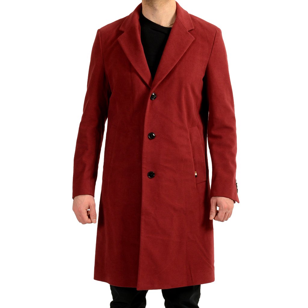 Hugo Boss "C-Jared-243" Vine Red Button Down Coat Us 38r It 48r